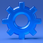 Factorio logo but made out of glass and BLUE